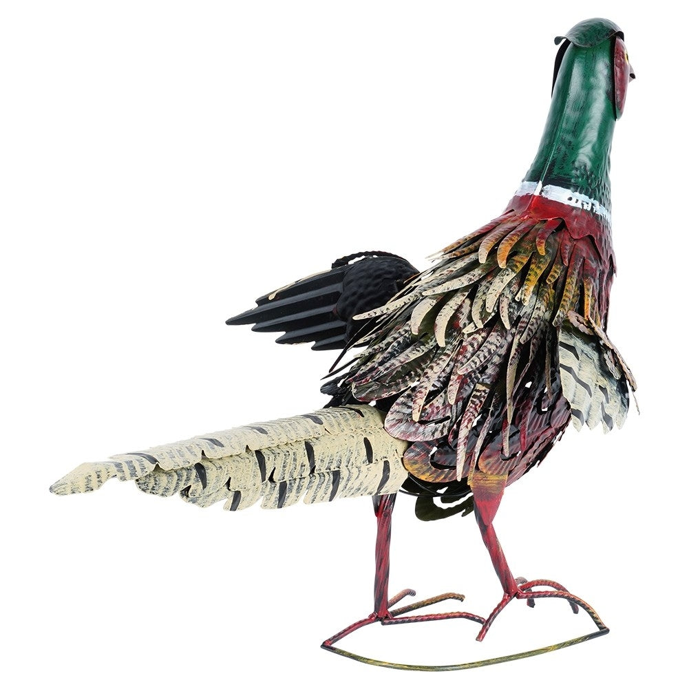 Garden figure pheasant in metal with vibrant colors
