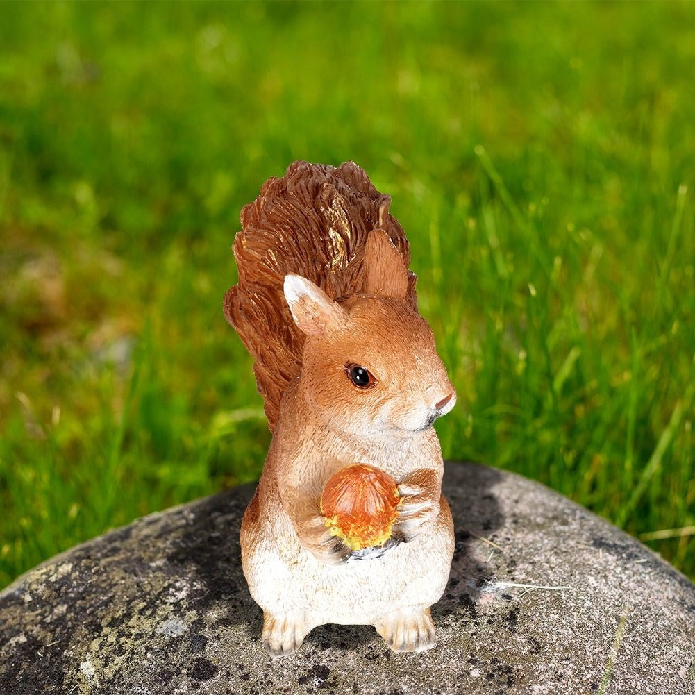 Garden figurine - Squirrel with Nut in Synthetic Stone