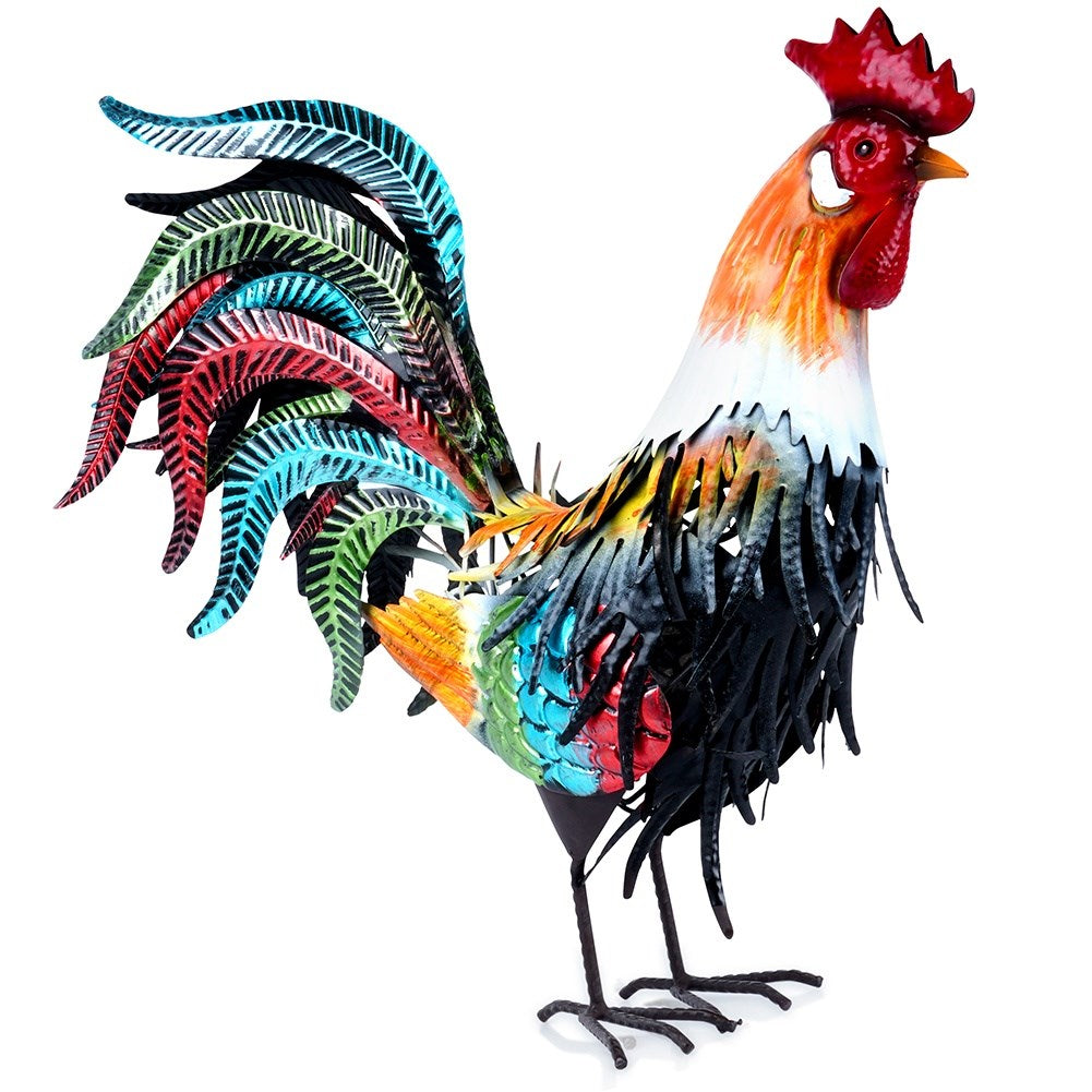 Garden figurine metal rooster 39x12x40 cm