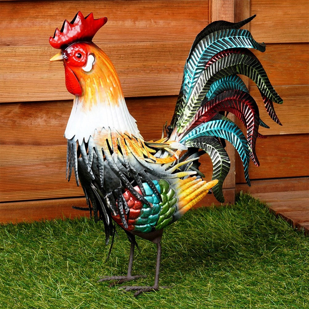Garden figurine metal rooster 39x12x40 cm