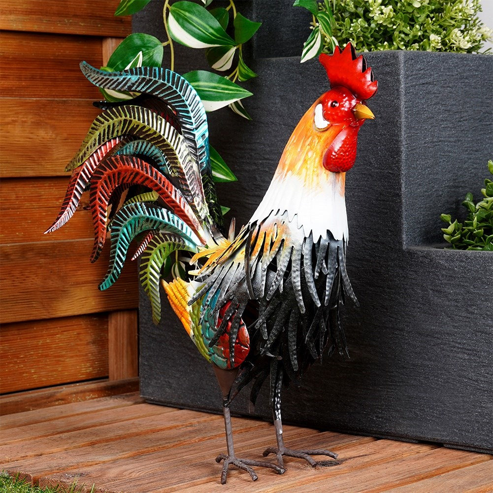 Garden figurine metal rooster 39x12x40 cm