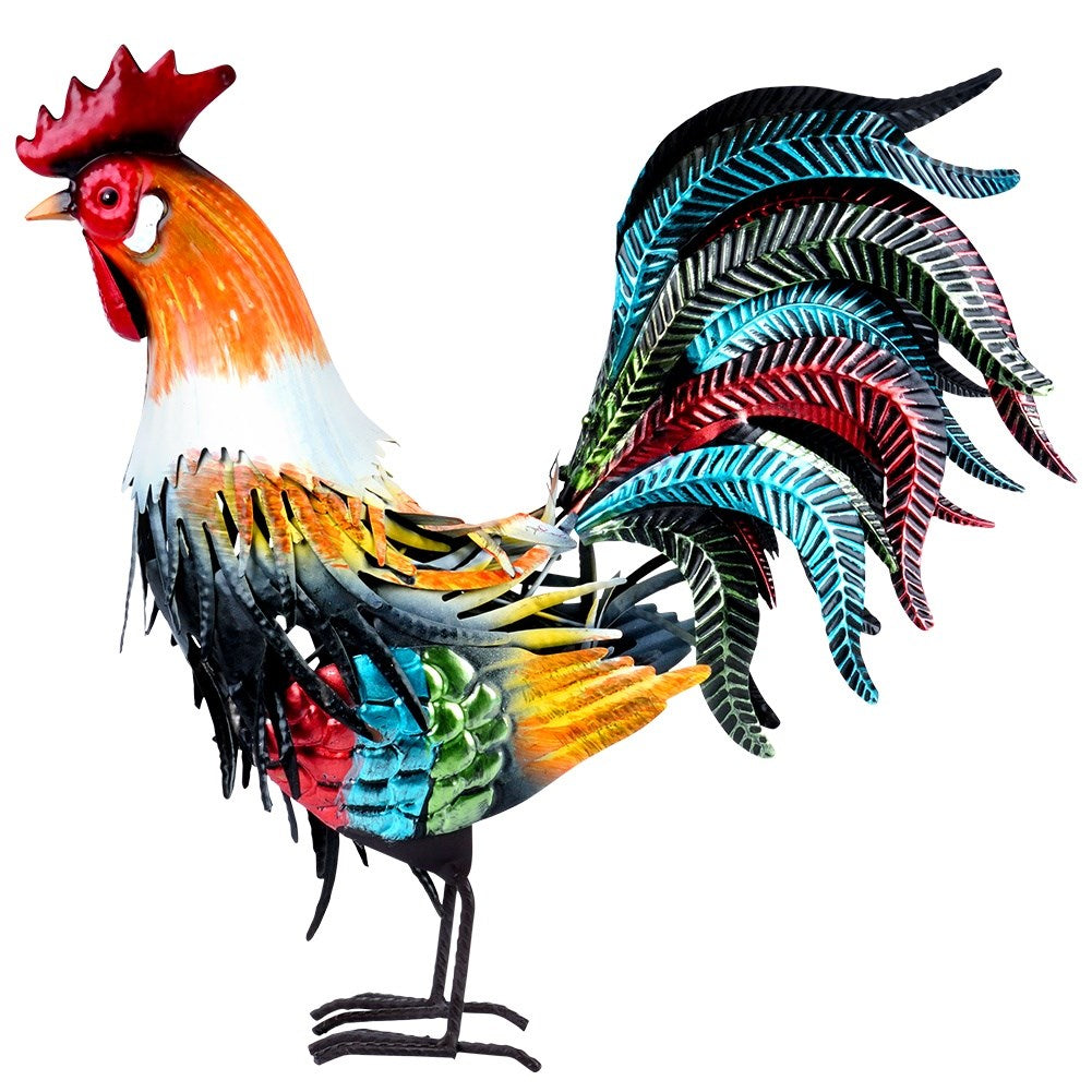 Garden figurine metal rooster 39x12x40 cm