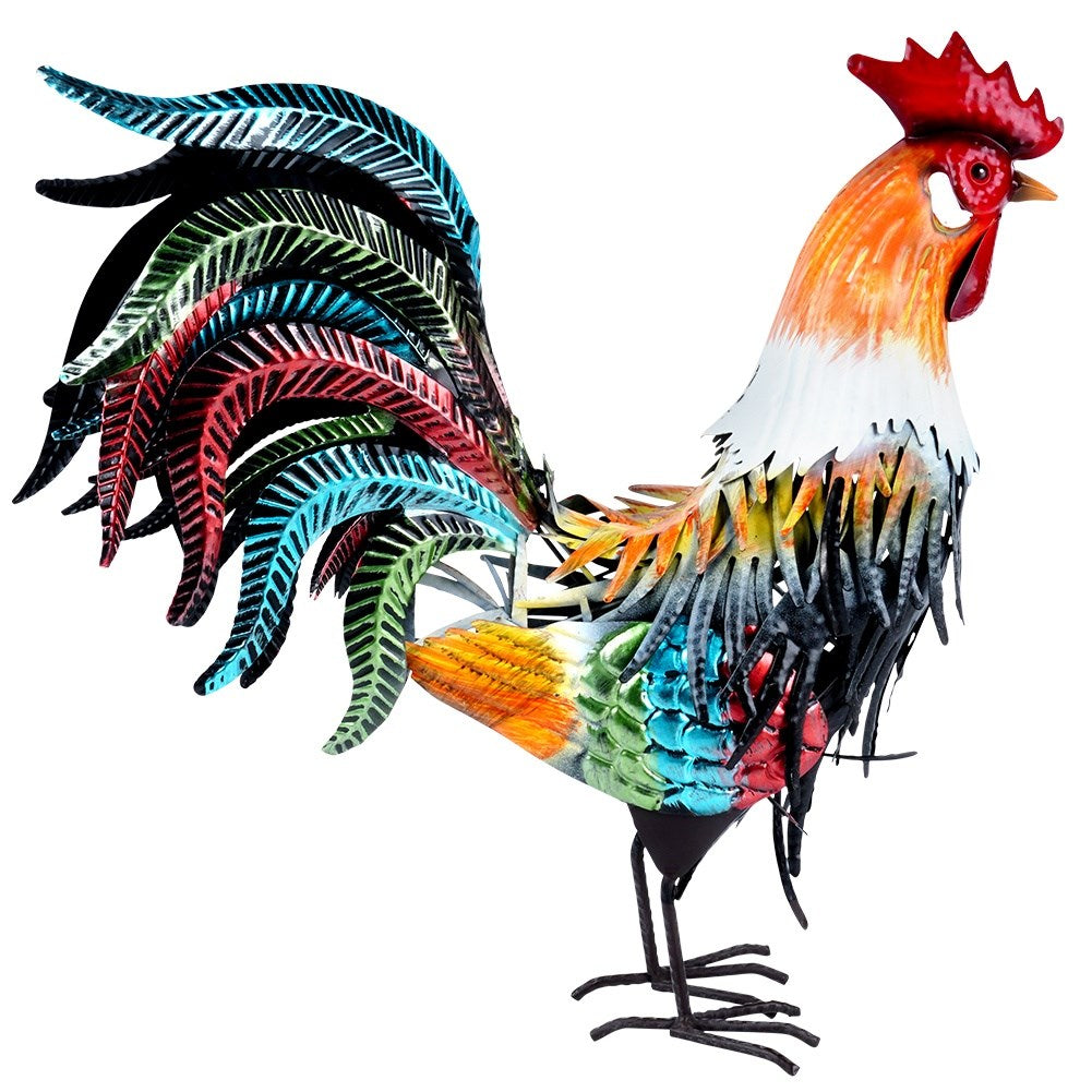 Garden figurine metal rooster 39x12x40 cm