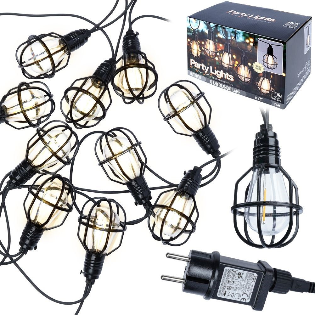 Garden garland with 10 LED lights for outdoor use