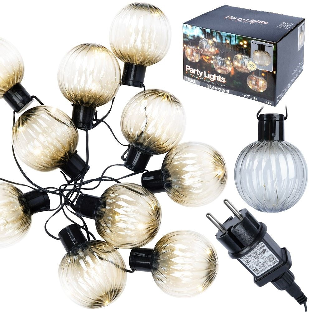 Garden garland with 10 LED lights for outdoor use
