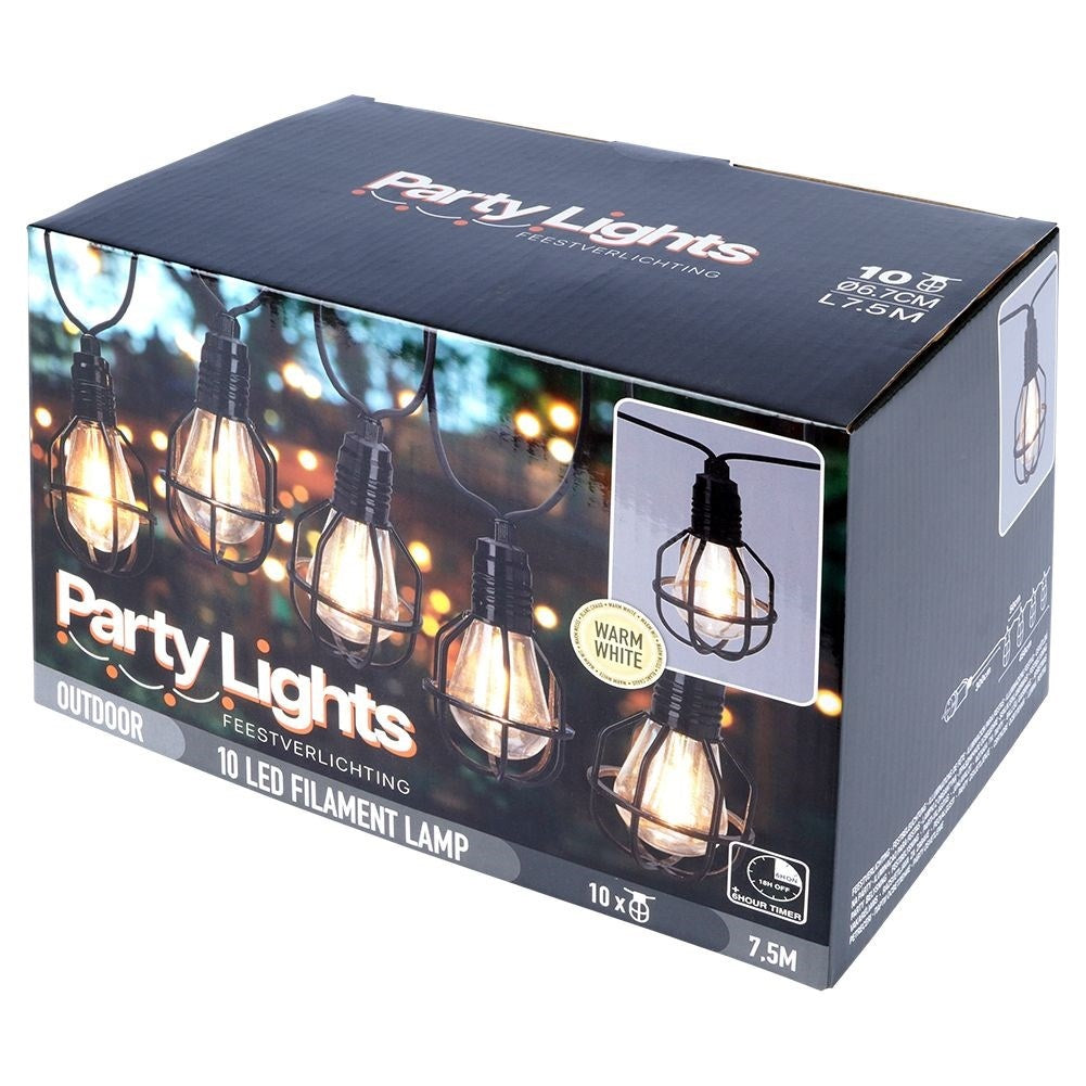 Garden garland with 10 LED lights for outdoor use