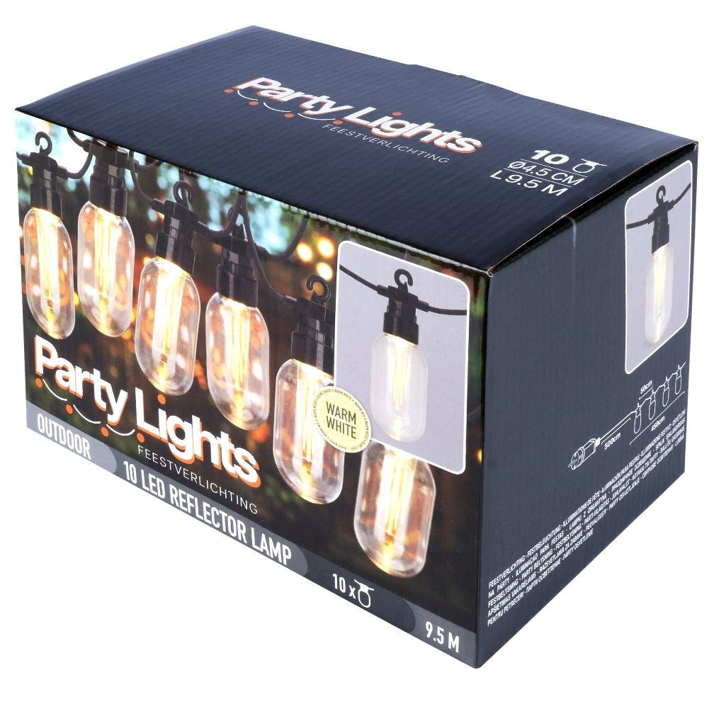 Garden garland with 10 warm white LED lights for outdoor use