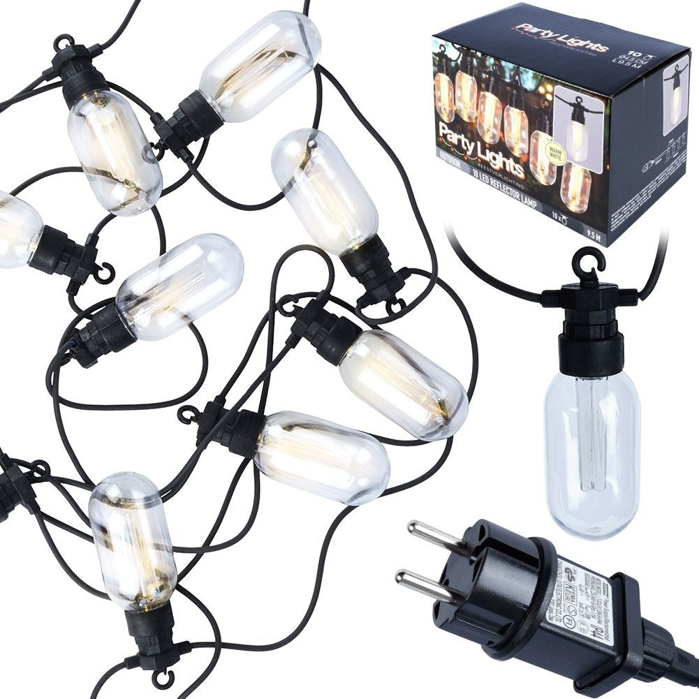 Garden garland with 10 warm white LED lights for outdoor use