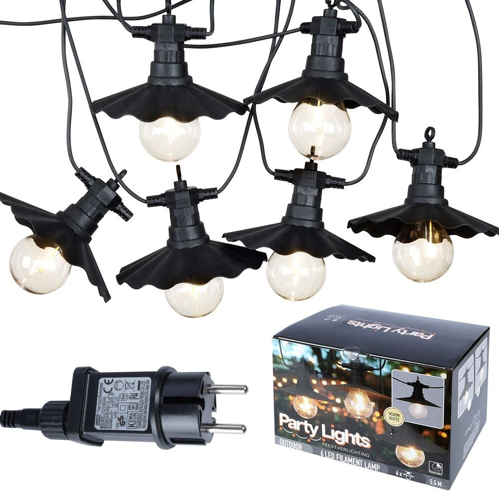 Garden garland with 6 LED lights, timer, for outdoor use