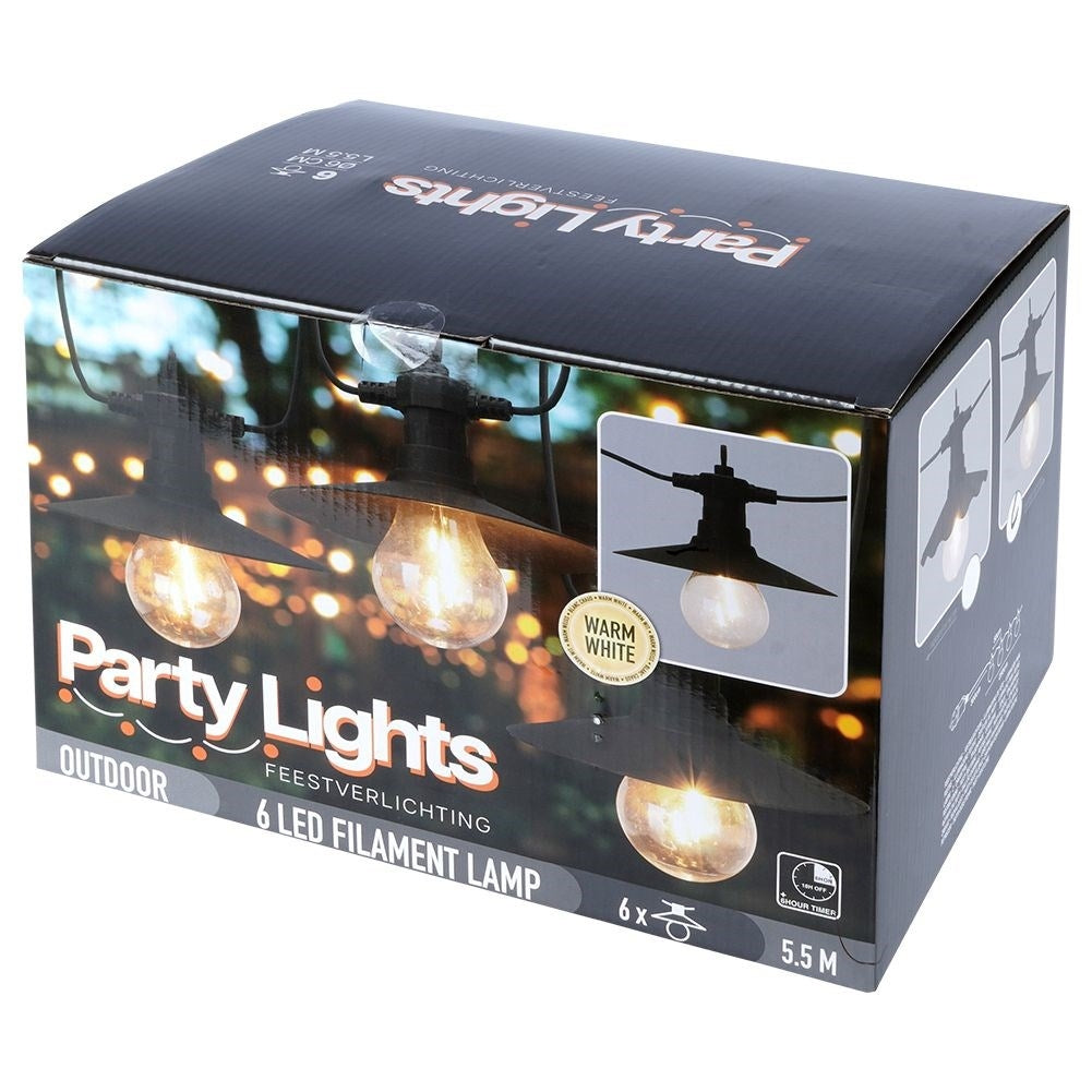 Garden garland with 6 LED lights, timer, for outdoor use