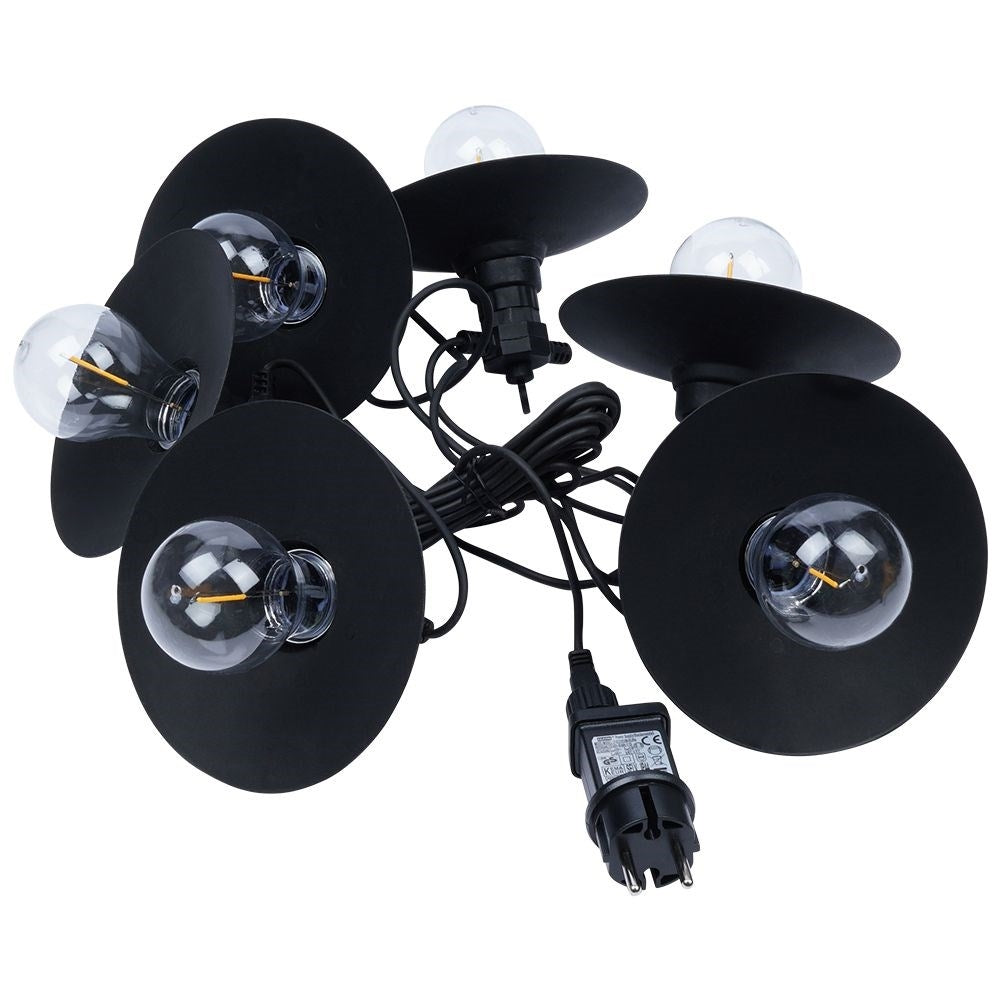 Garden garland with 6 LED lights, warm light, timer, outdoors