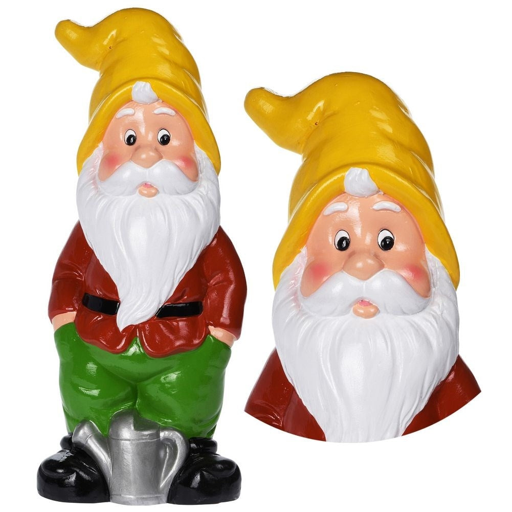 Garden gnome with yellow hat in sustainable ceramics