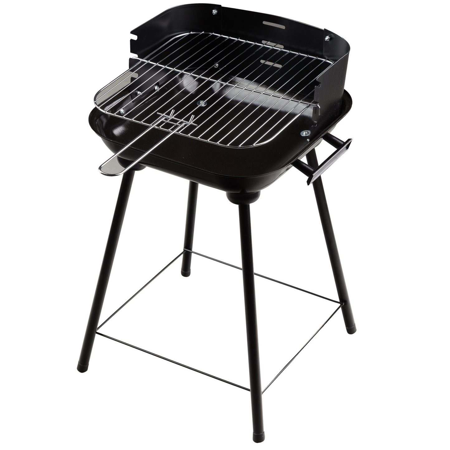 Garden grill with adjustable picnic grate