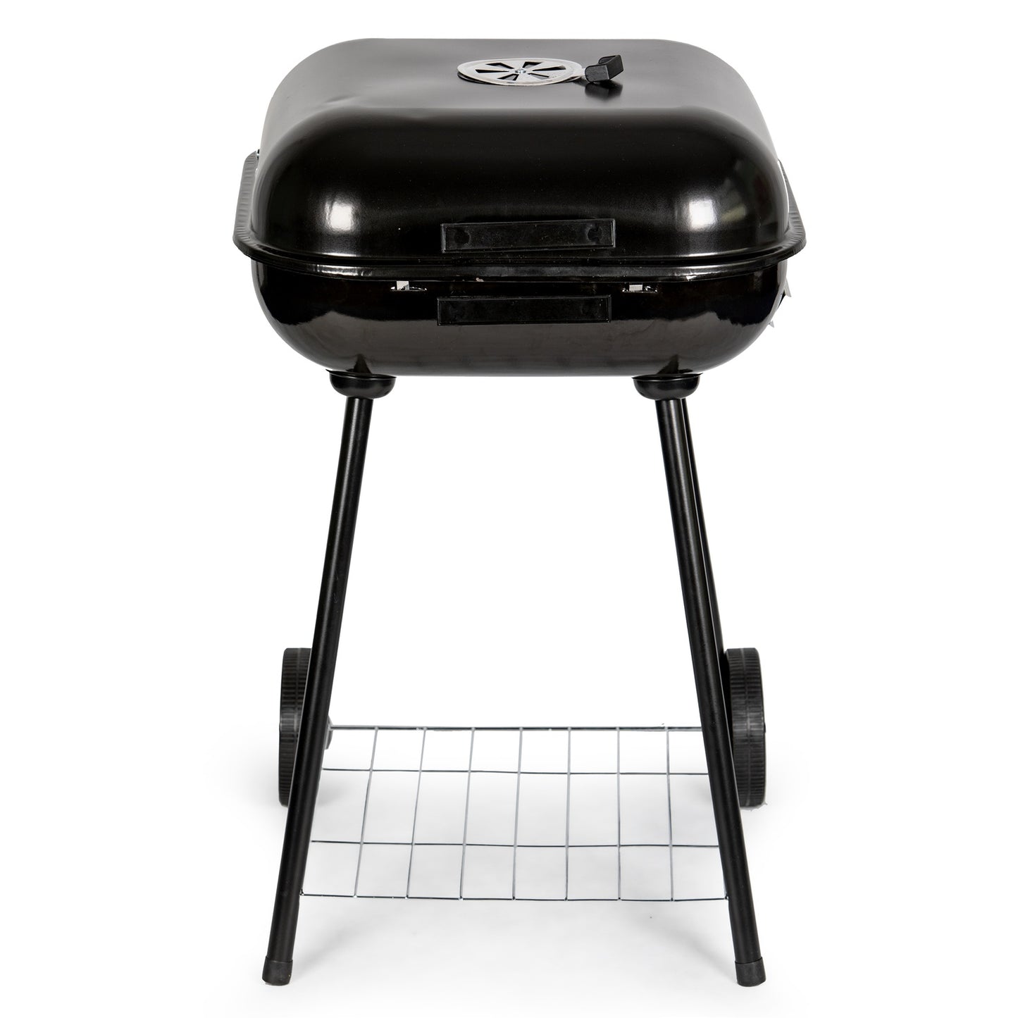 Garden grill with hinged cover + wheels
