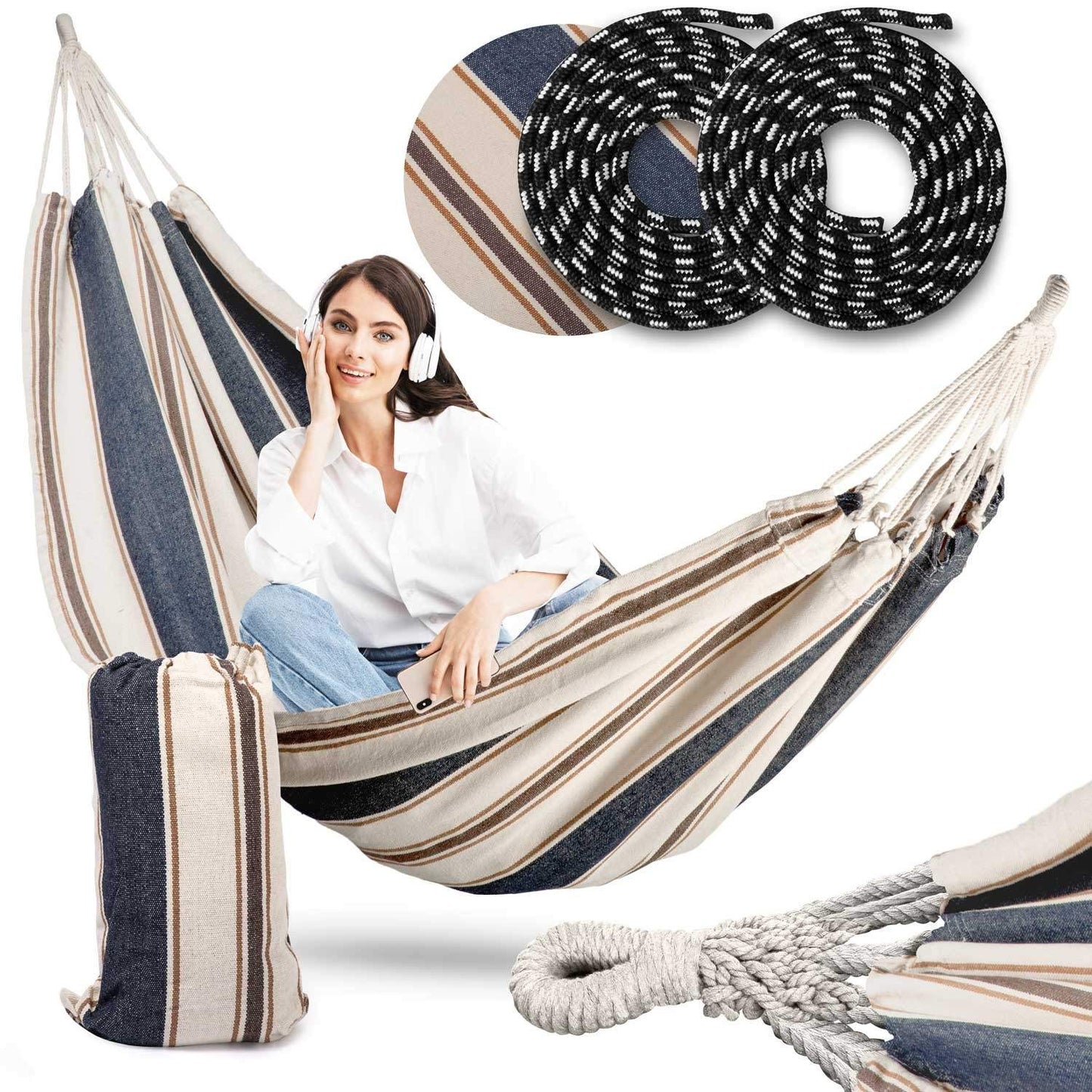 Garden hammock Malaga Double blue and white Sofotel