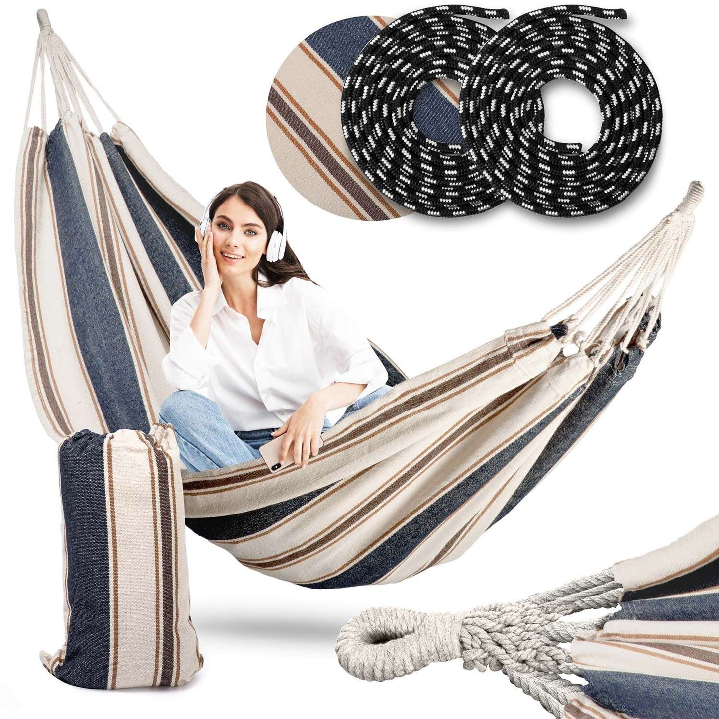 Garden hammock Malaga Single blue and white Sofotel