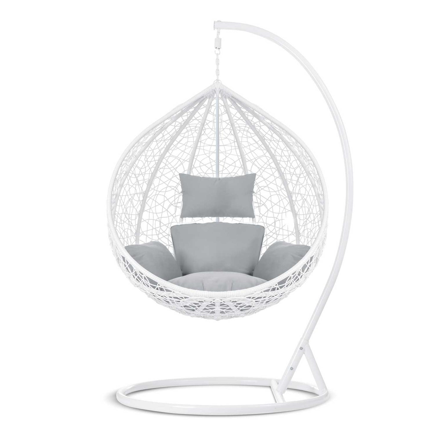 Garden hanging rocking chair Havana white + light gray cushions