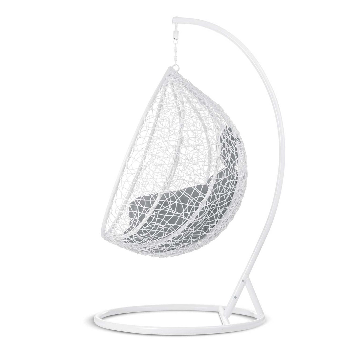 Garden hanging rocking chair Havana white + light gray cushions