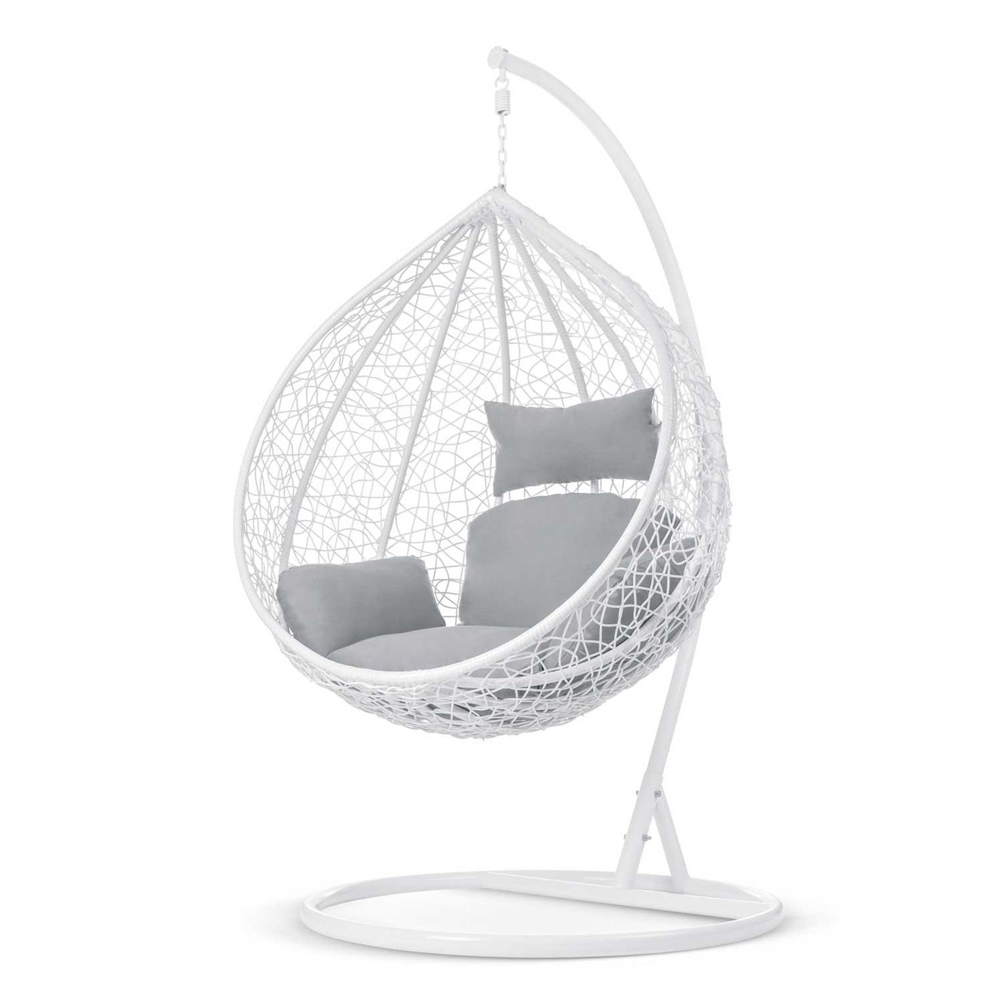 Garden hanging rocking chair Havana white + light gray cushions