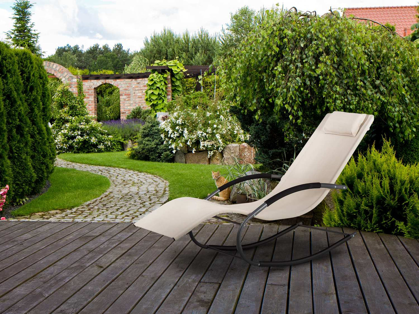 Garden lounger, lounger, rocking chair, beige