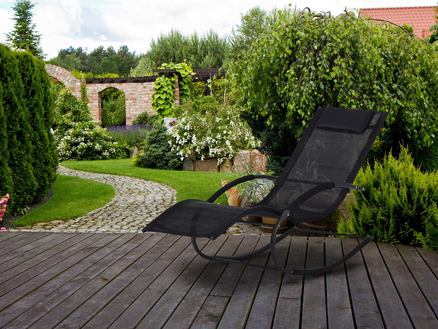 Garden lounger, rocking chair, black, MultiGarden