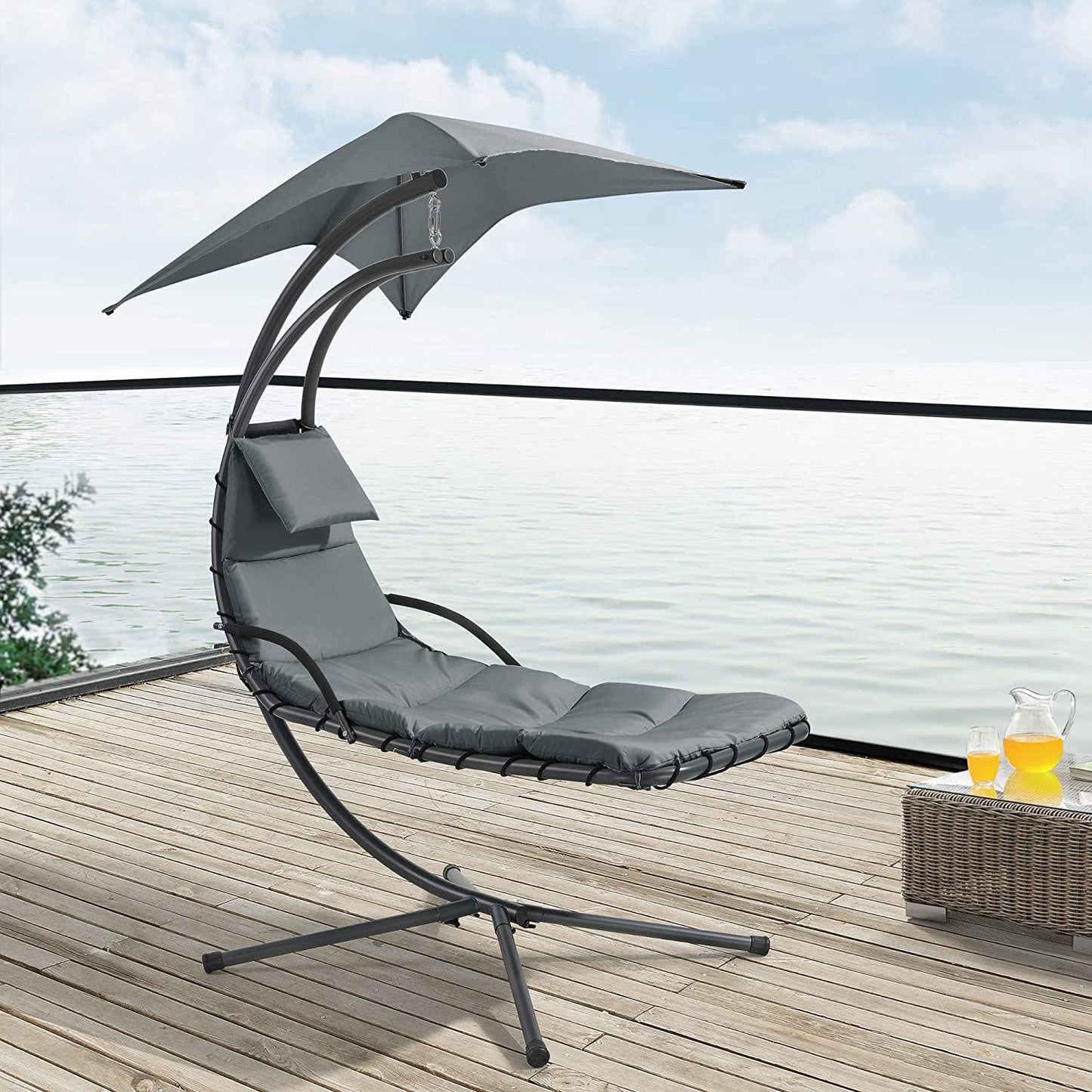 Garden lounger swing, hammock, hanging chair, basket, gray, MultiGarden