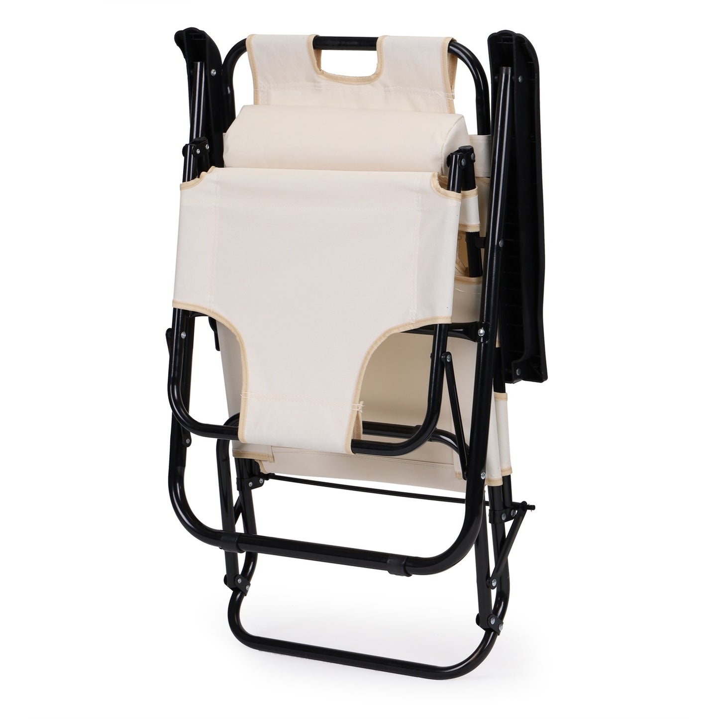 Garden lounger with headrest, foldable construction, beige, MultiGarden