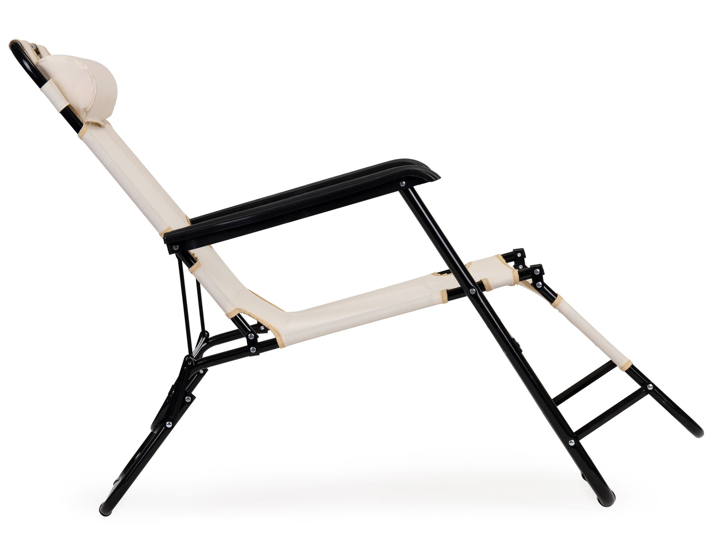 Garden lounger with headrest, foldable construction, beige, MultiGarden