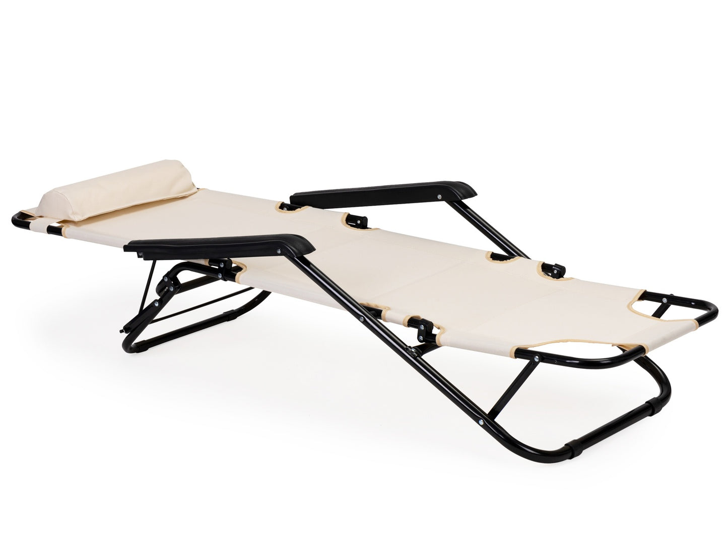 Garden lounger with headrest, foldable construction, beige, MultiGarden