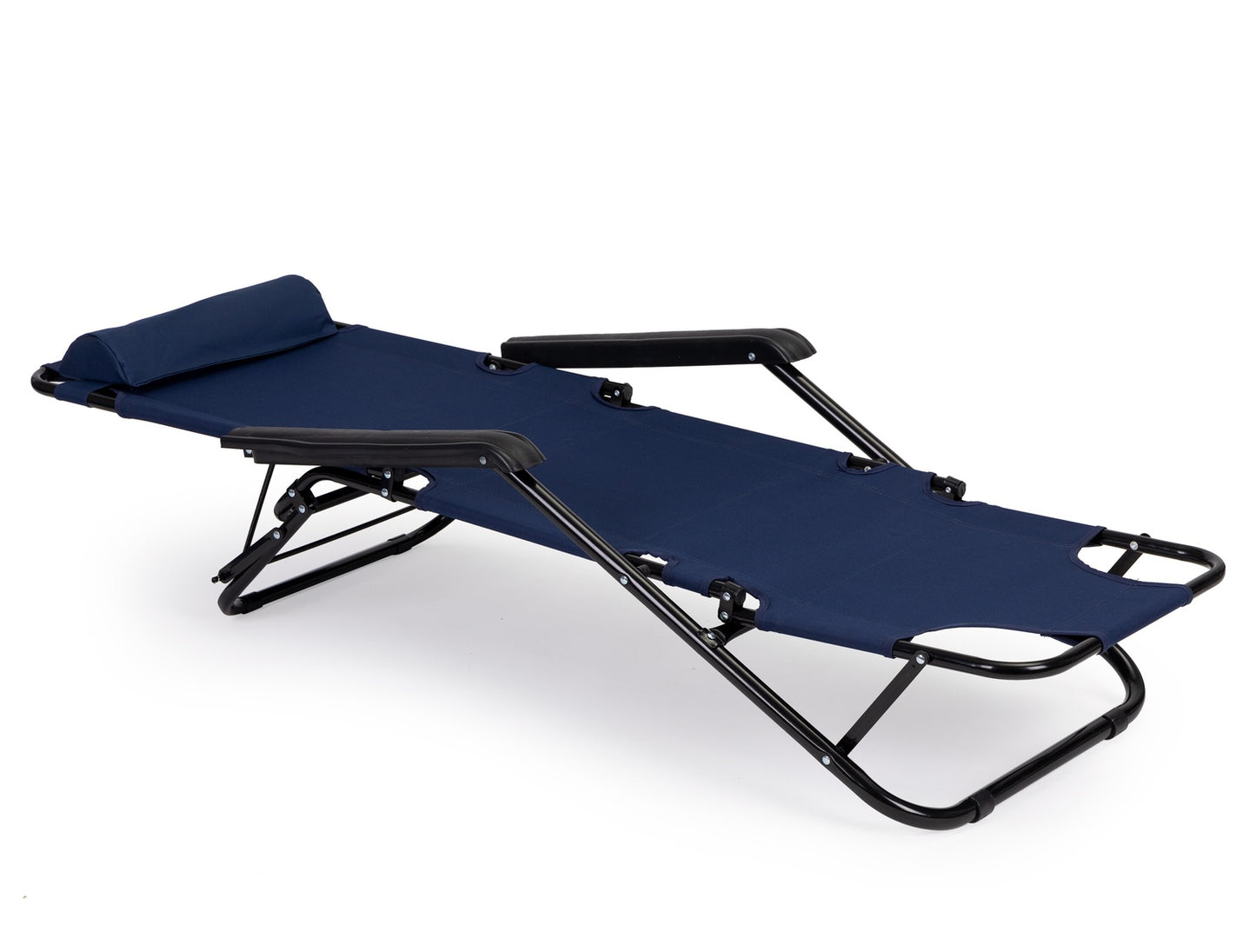 Garden lounger with headrest, foldable construction, blue, MultiGarden