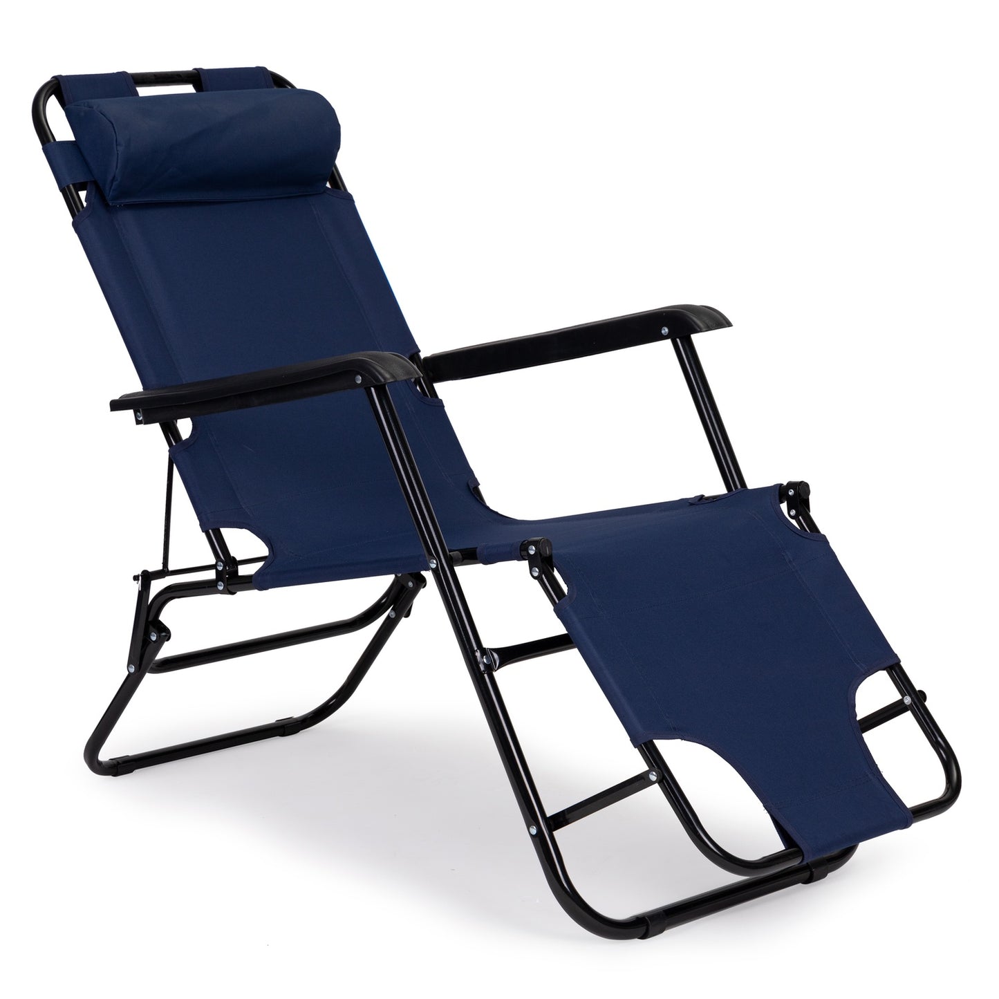 Garden lounger with headrest, foldable construction, blue, MultiGarden