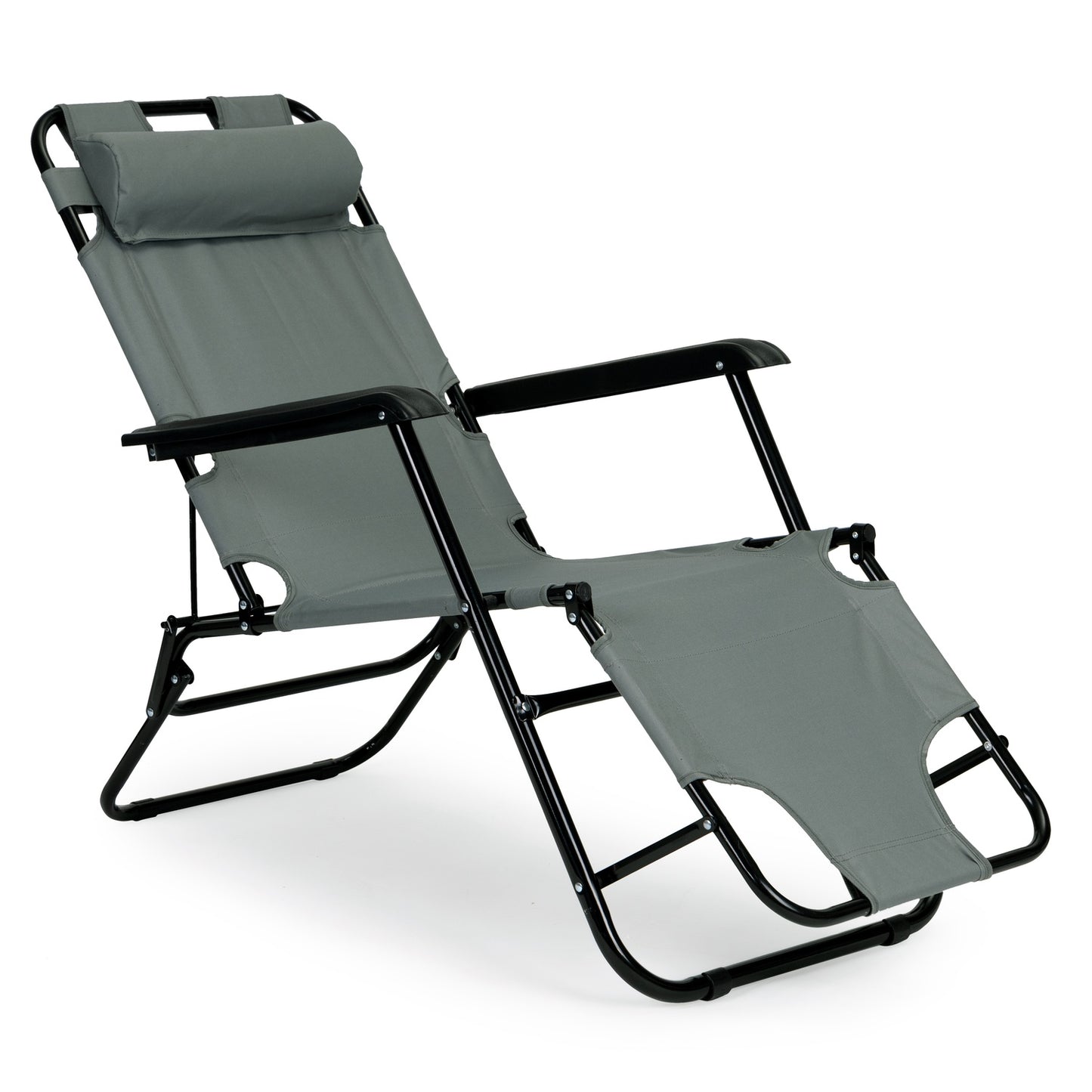 Garden lounger with headrest, foldable construction, gray, MultiGarden