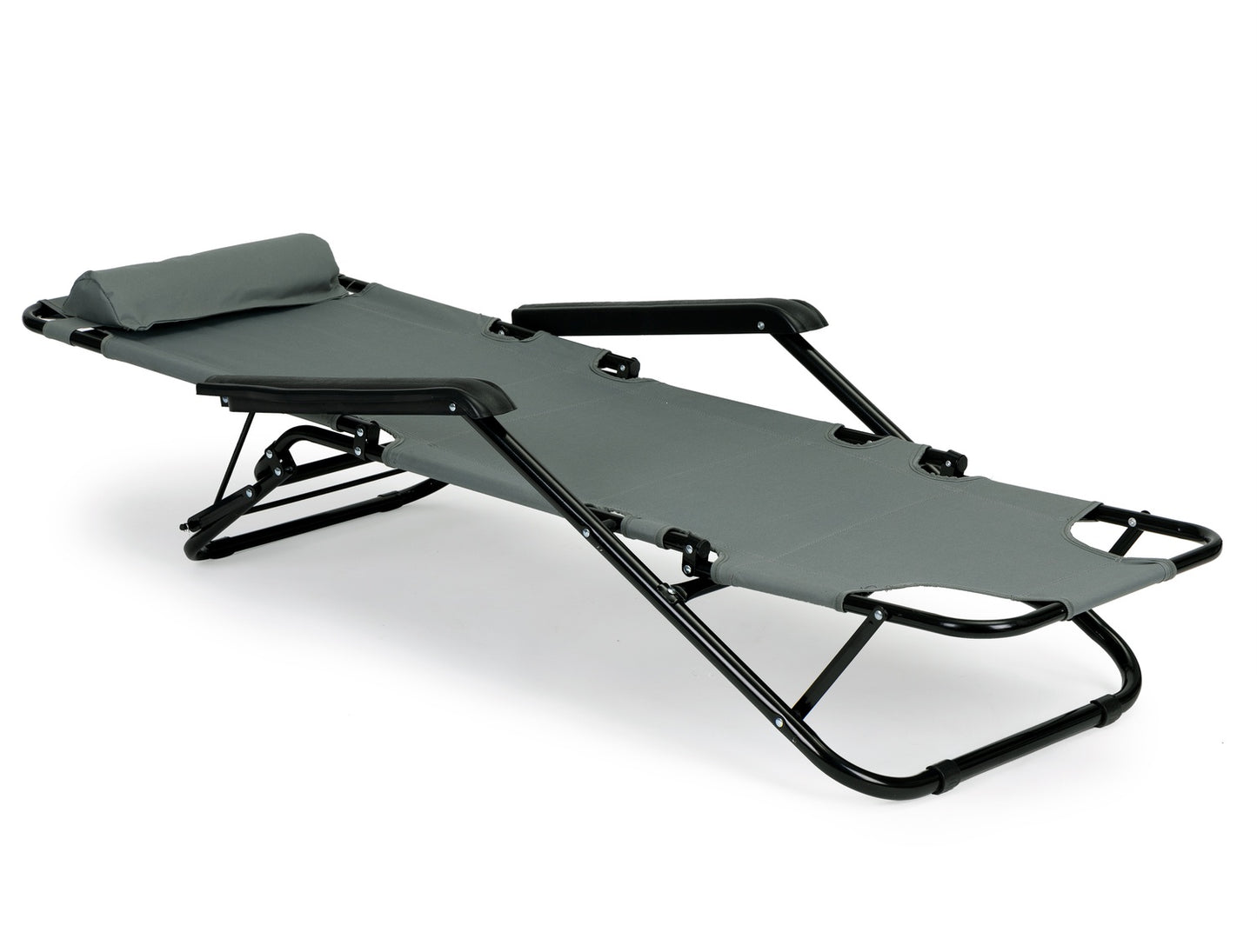 Garden lounger with headrest, foldable construction, gray, MultiGarden