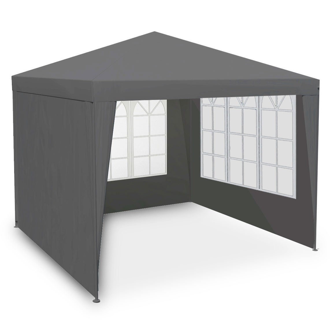 Garden pavilion 4 walls 3 x 3 m gray Plonos