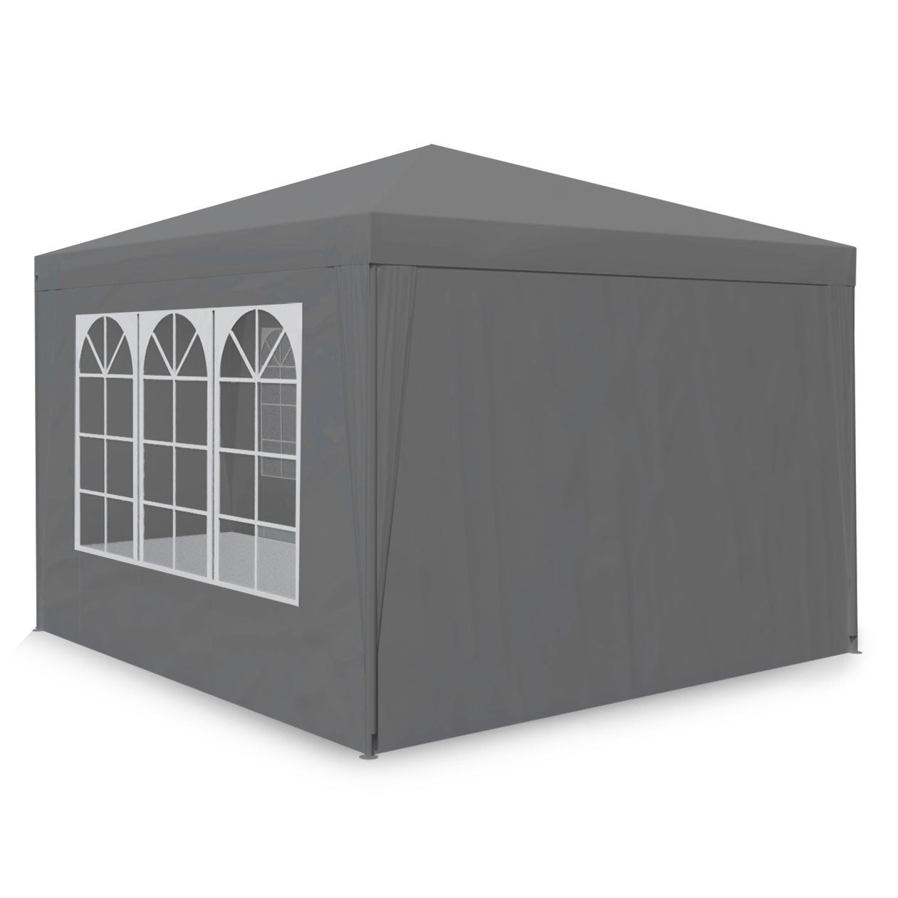 Garden pavilion 4 walls 3 x 3 m gray Plonos