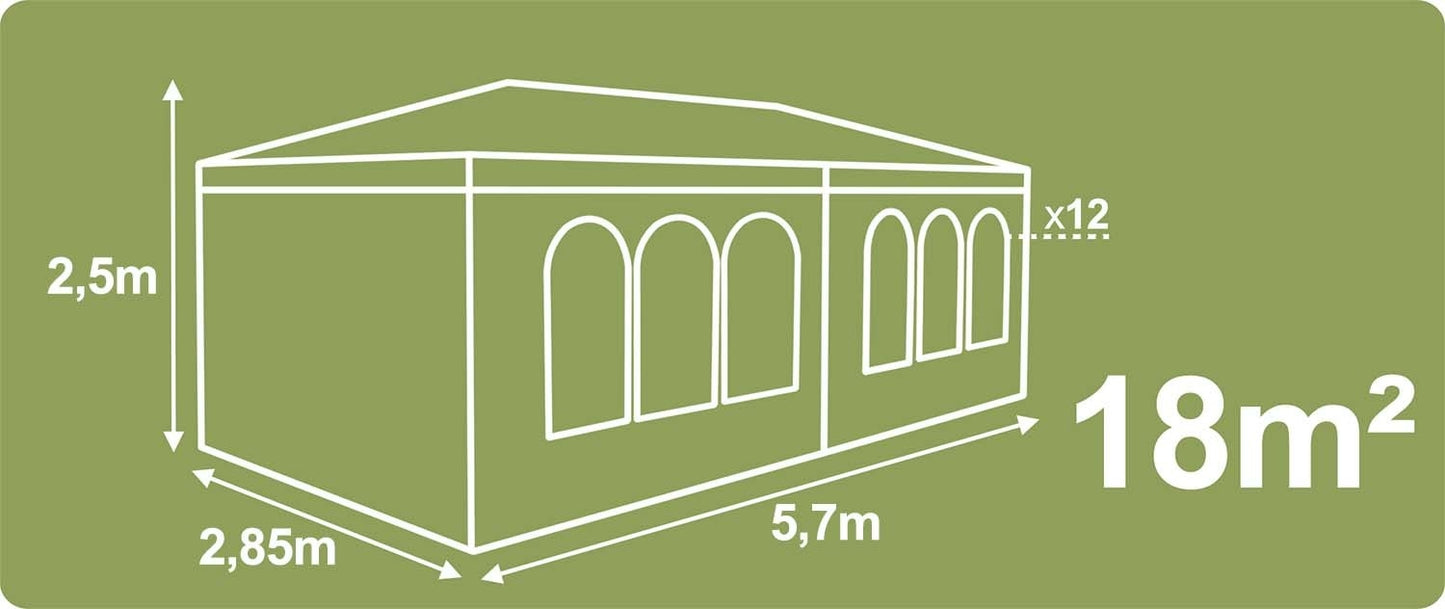 Garden pavilion 4 walls 3 x 6m gray Plonos