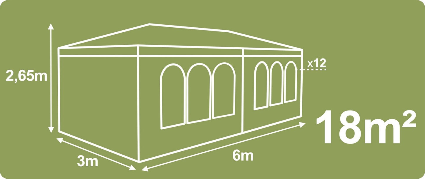 Garden pavilion 6 walls 3 x 6m white Plonos