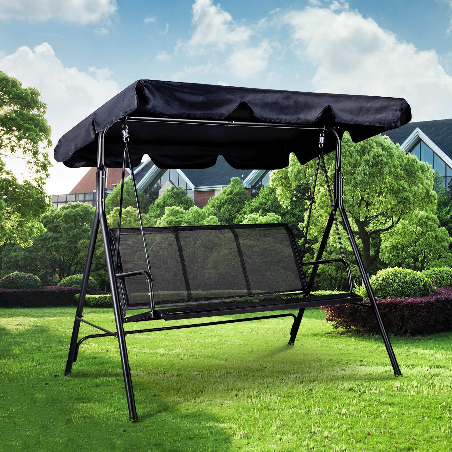 Garden swing for 3 people, adjustable roof, rocker