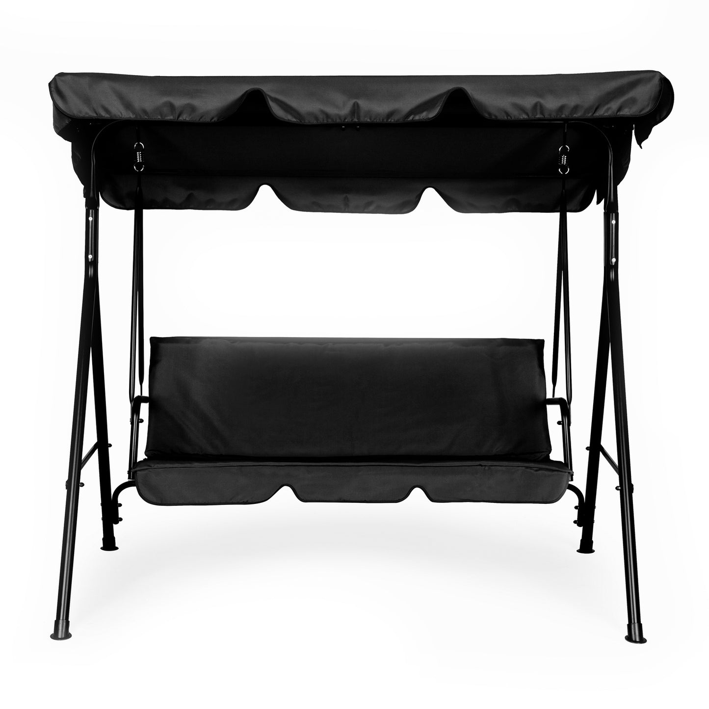 Garden swing with cushions, 3-seater rocking bench, adjustable roof