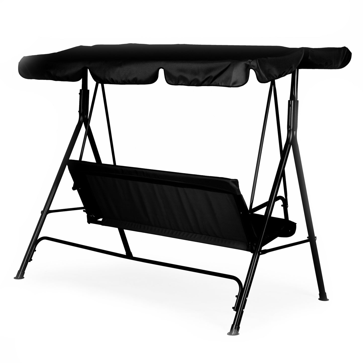 Garden swing with cushions, 3-seater rocking bench, adjustable roof