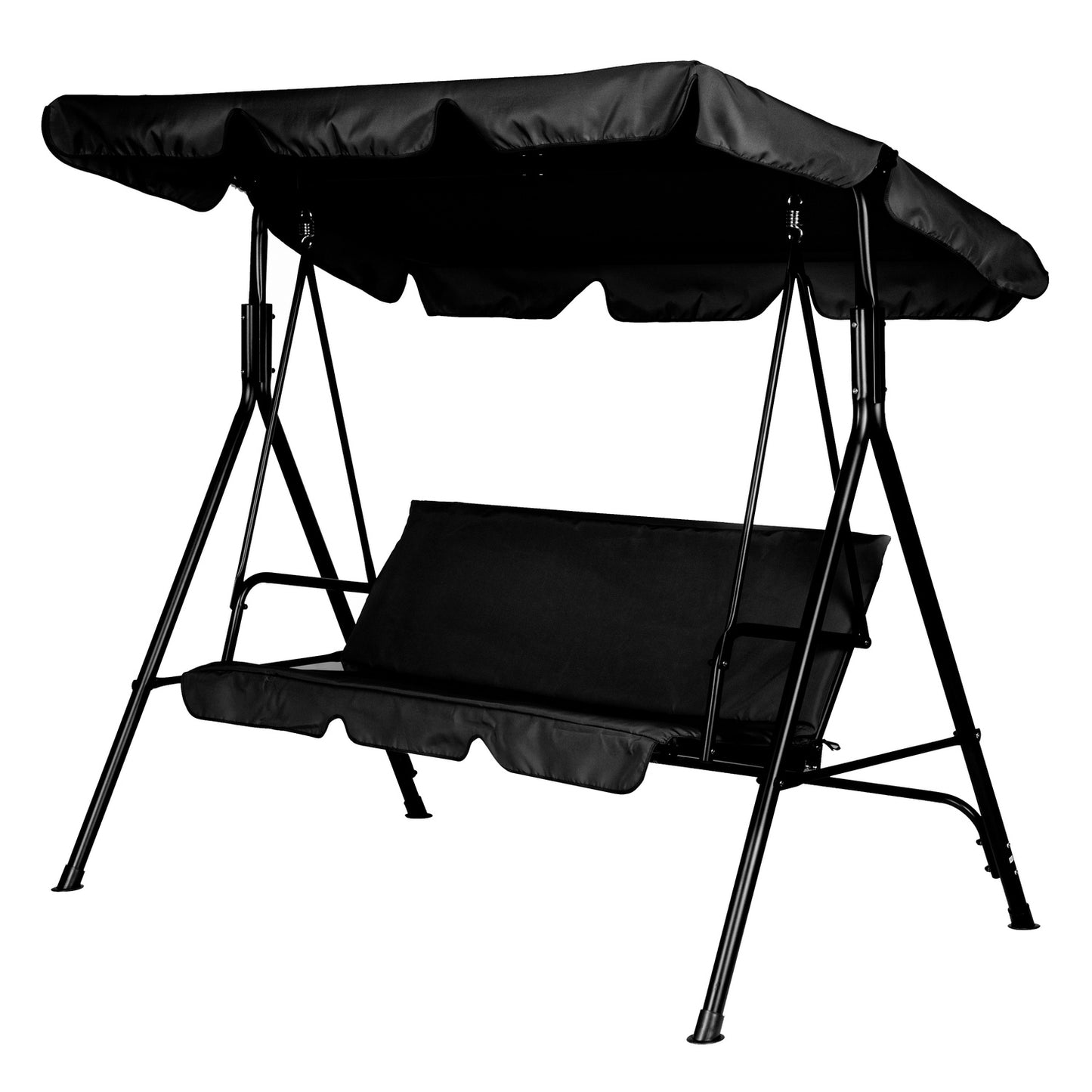 Garden swing with cushions, 3-seater rocking bench, adjustable roof