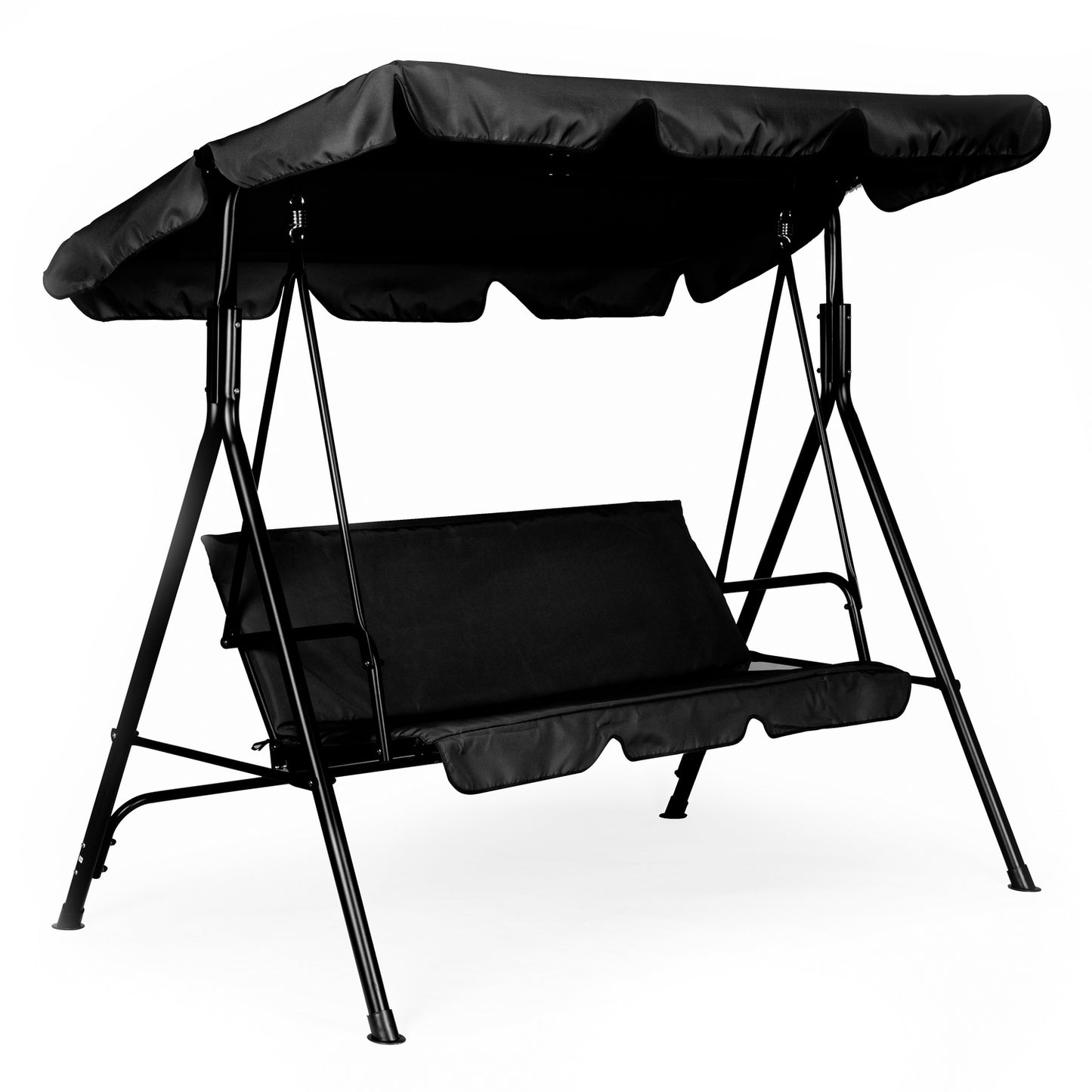Garden swing with cushions, 3-seater rocking bench, adjustable roof