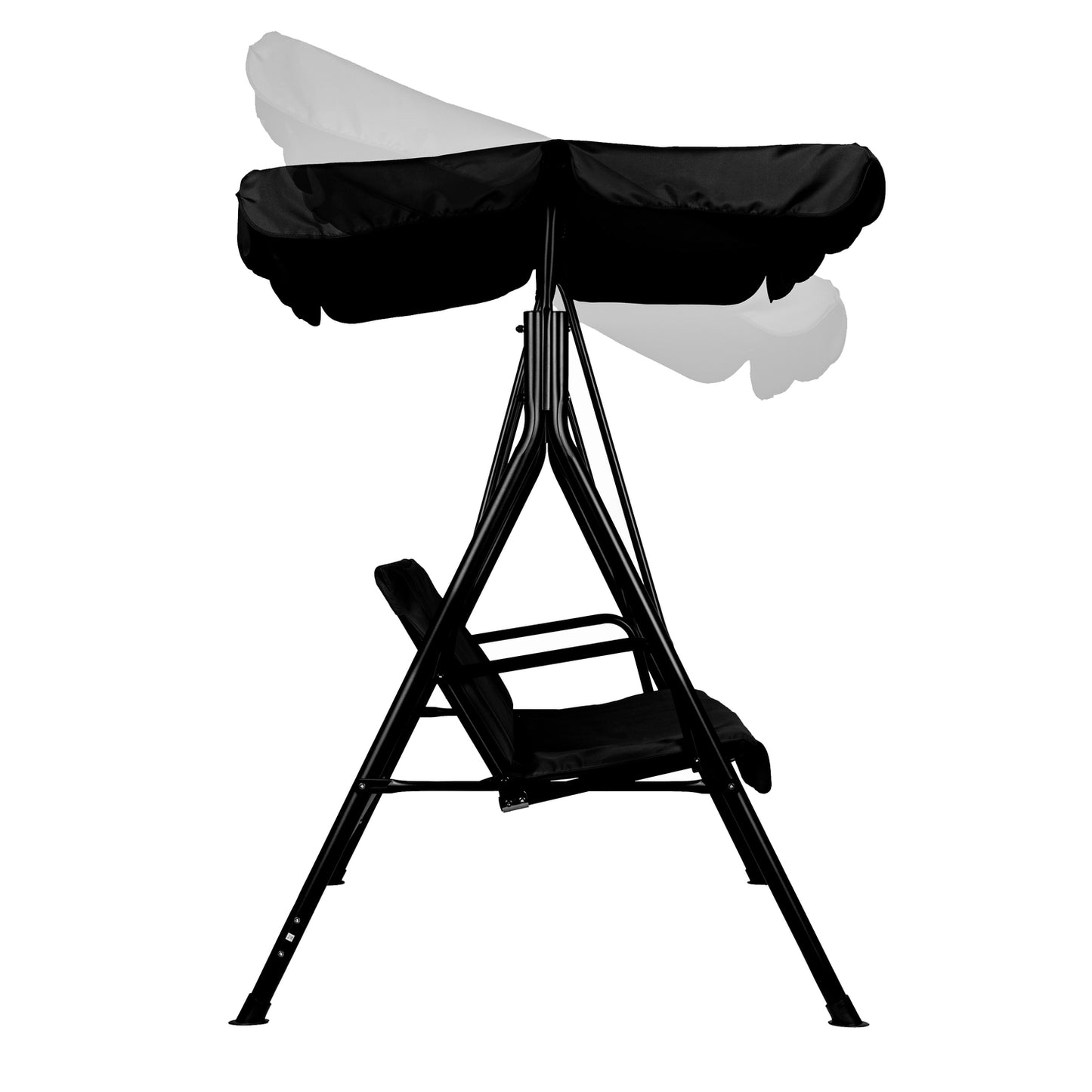Garden swing with cushions, 3-seater rocking bench, adjustable roof