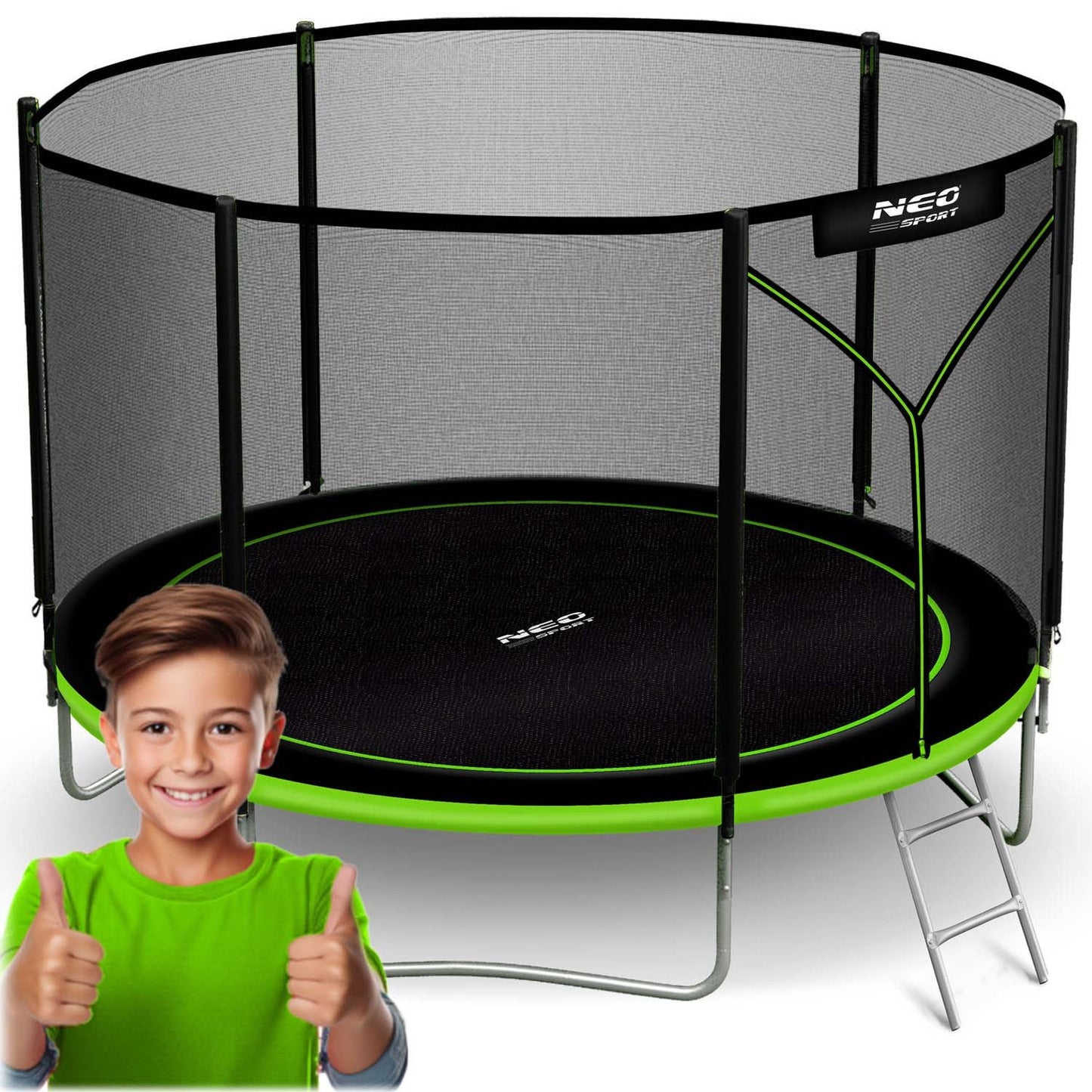 Garden trampoline 10ft/312cm with outdoor net and ladder Neo-Sport