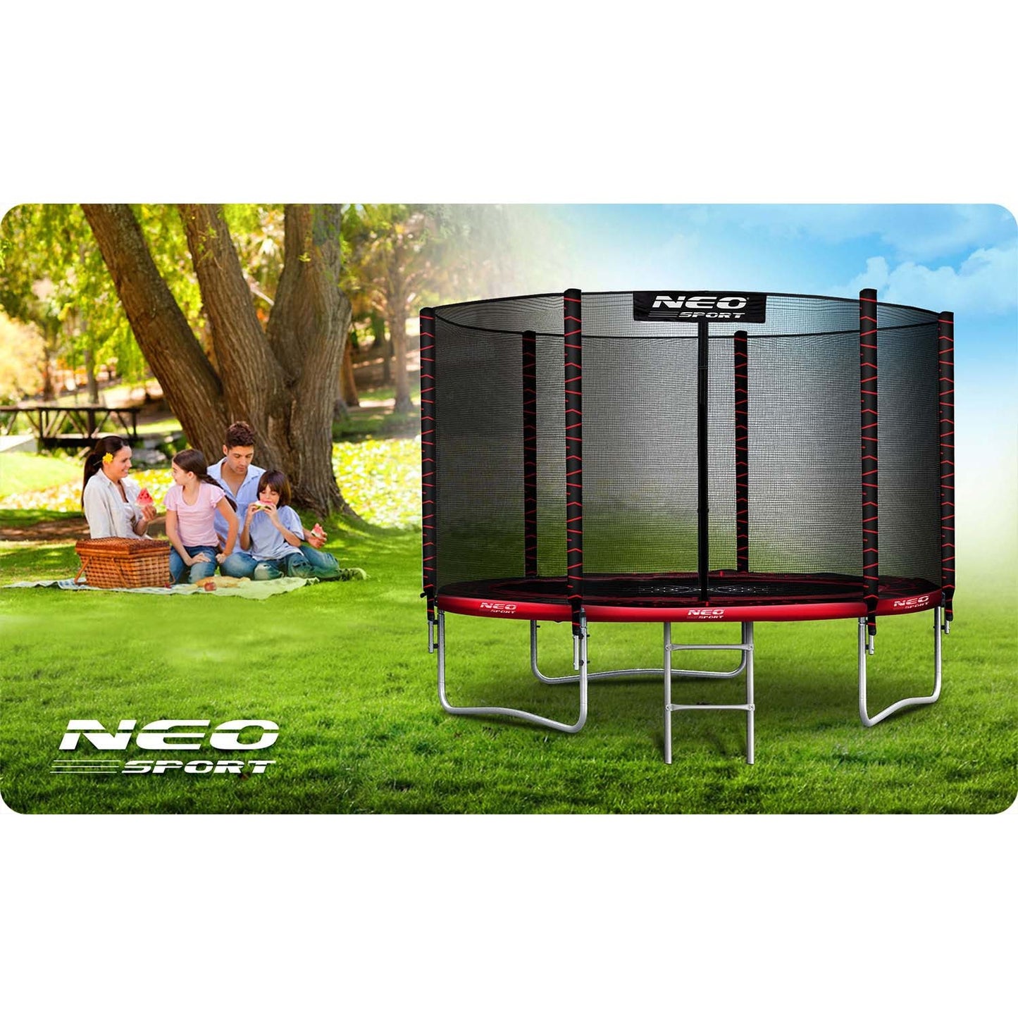 Garden trampoline 10ft/312cm with outdoor net and ladder Neo-Sport