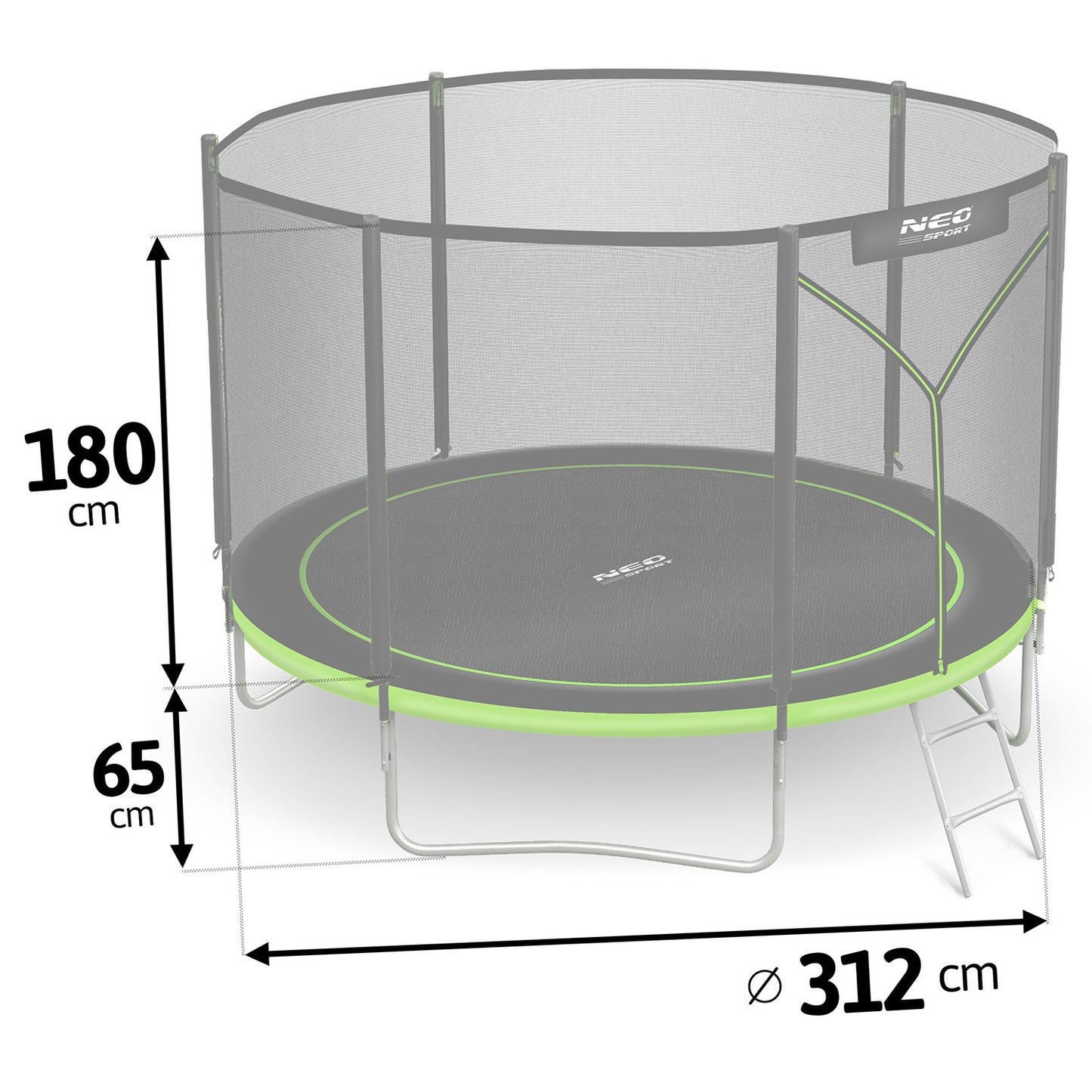 Garden trampoline 10ft/312cm with outdoor net and ladder Neo-Sport
