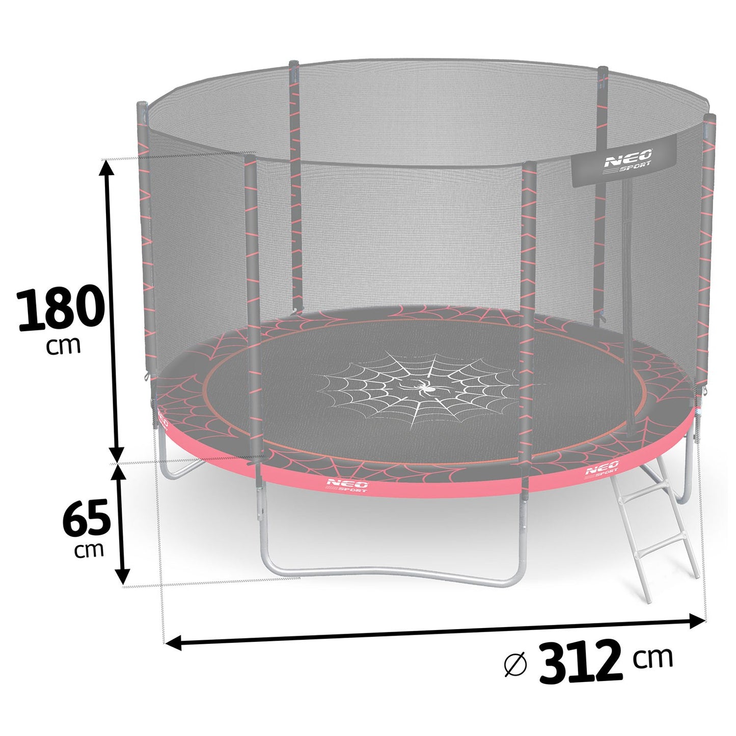 Garden trampoline 10ft/312cm with outdoor net and ladder Neo-Sport