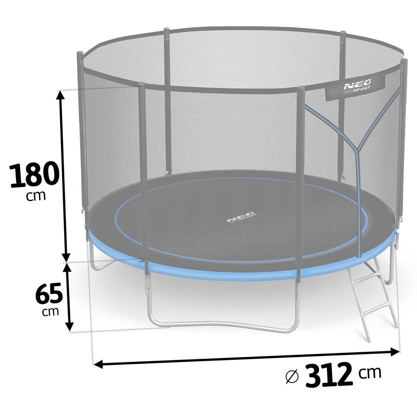 Garden trampoline 10ft/312cm with outdoor net and ladder Neo-Sport