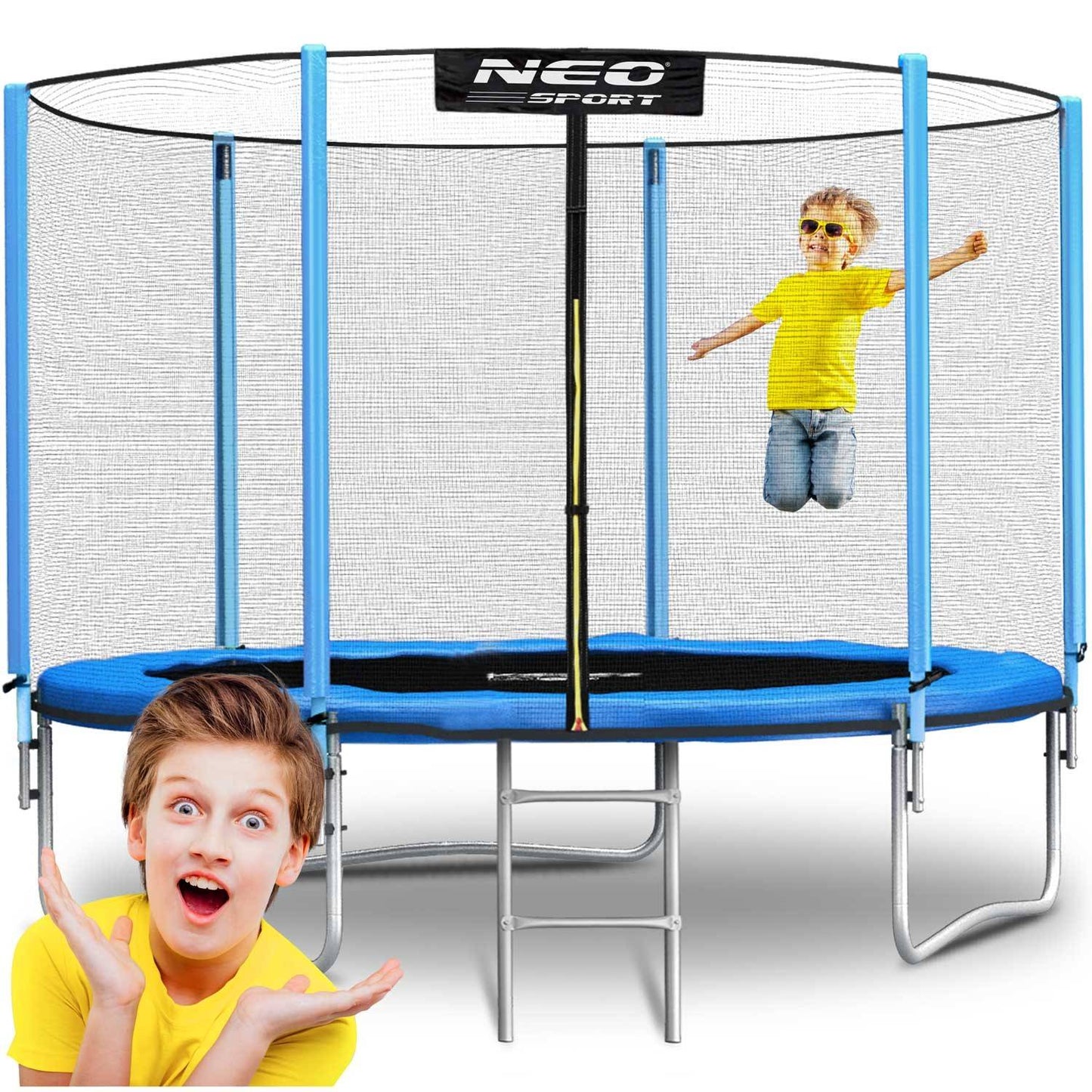 Garden trampoline 10ft/312cm with outer safety net and ladder from Neo-Sport