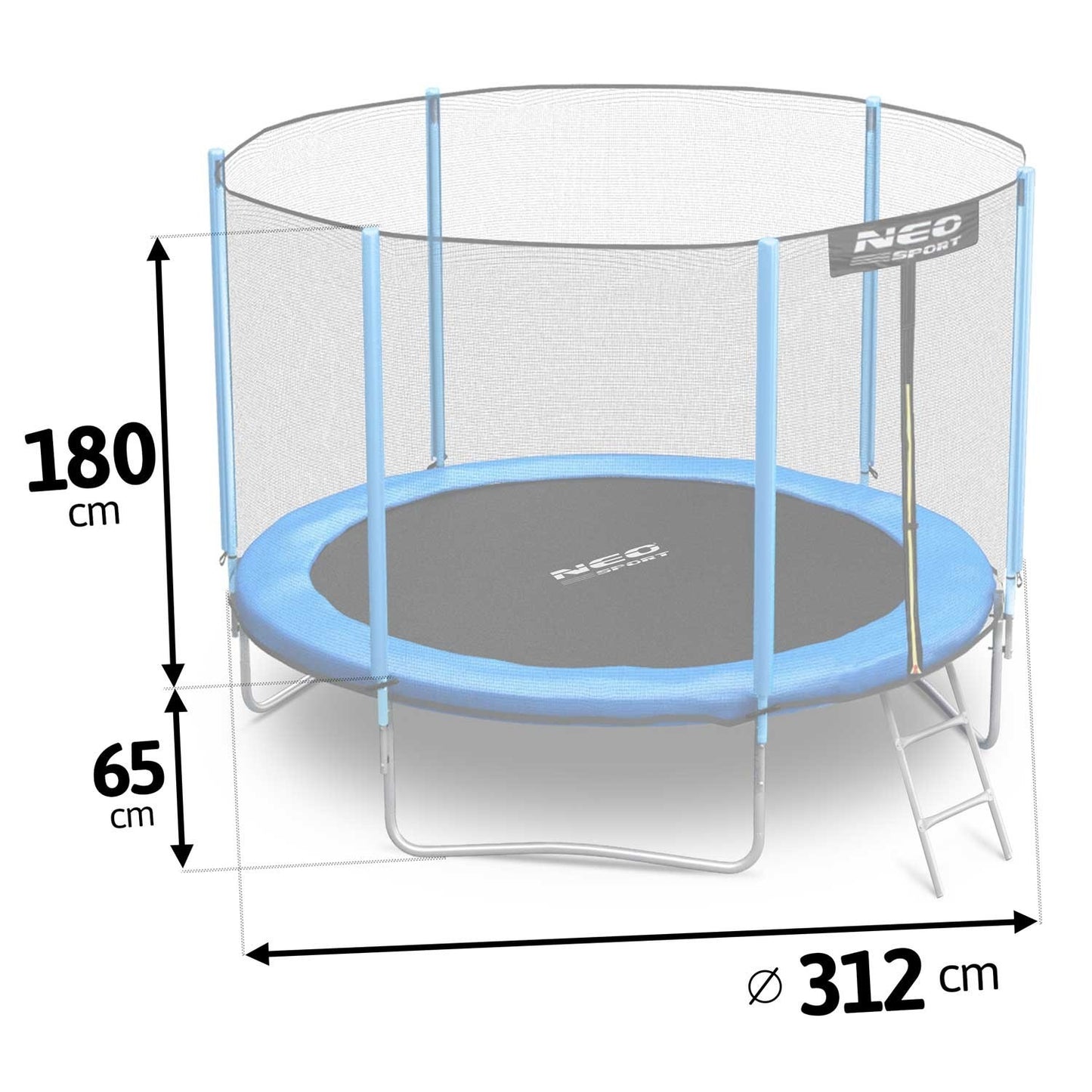Garden trampoline 10ft/312cm with outer safety net and ladder from Neo-Sport